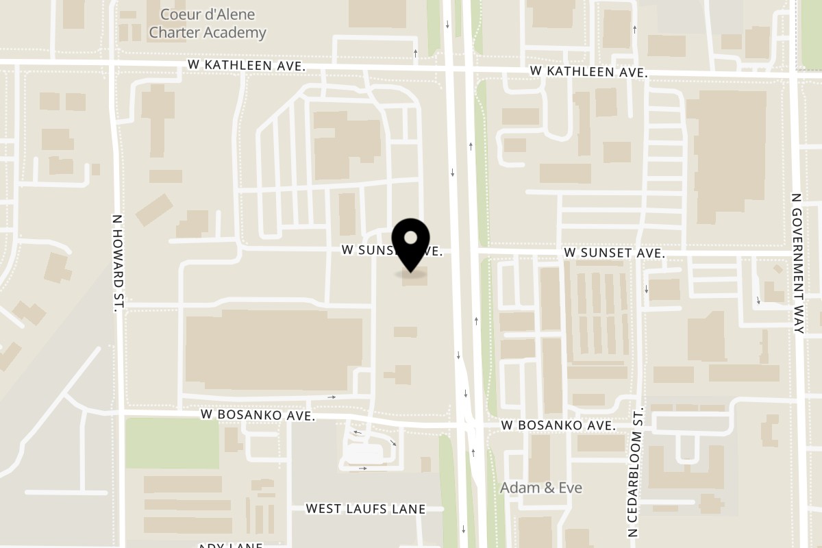 Map showing the location of Coyol Cocina & Tequila on 482 W Sunset Ave in Coeur d'Alene